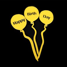 Cake topper Happy birthday 3 Ballonnen goud